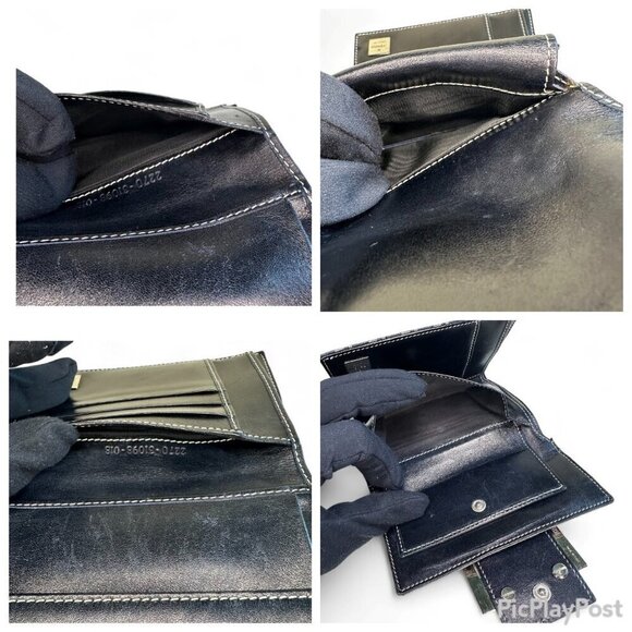 Fendi Zucca Compact Navy Wallet - FF Logo - Picture 11 of 15